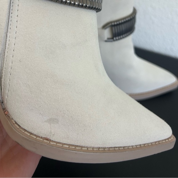 DKNY 8.5M Off White Tizz Embellished Pointed Toe Ankle Booties WESTERN SUEDE - Picture 9 of 15